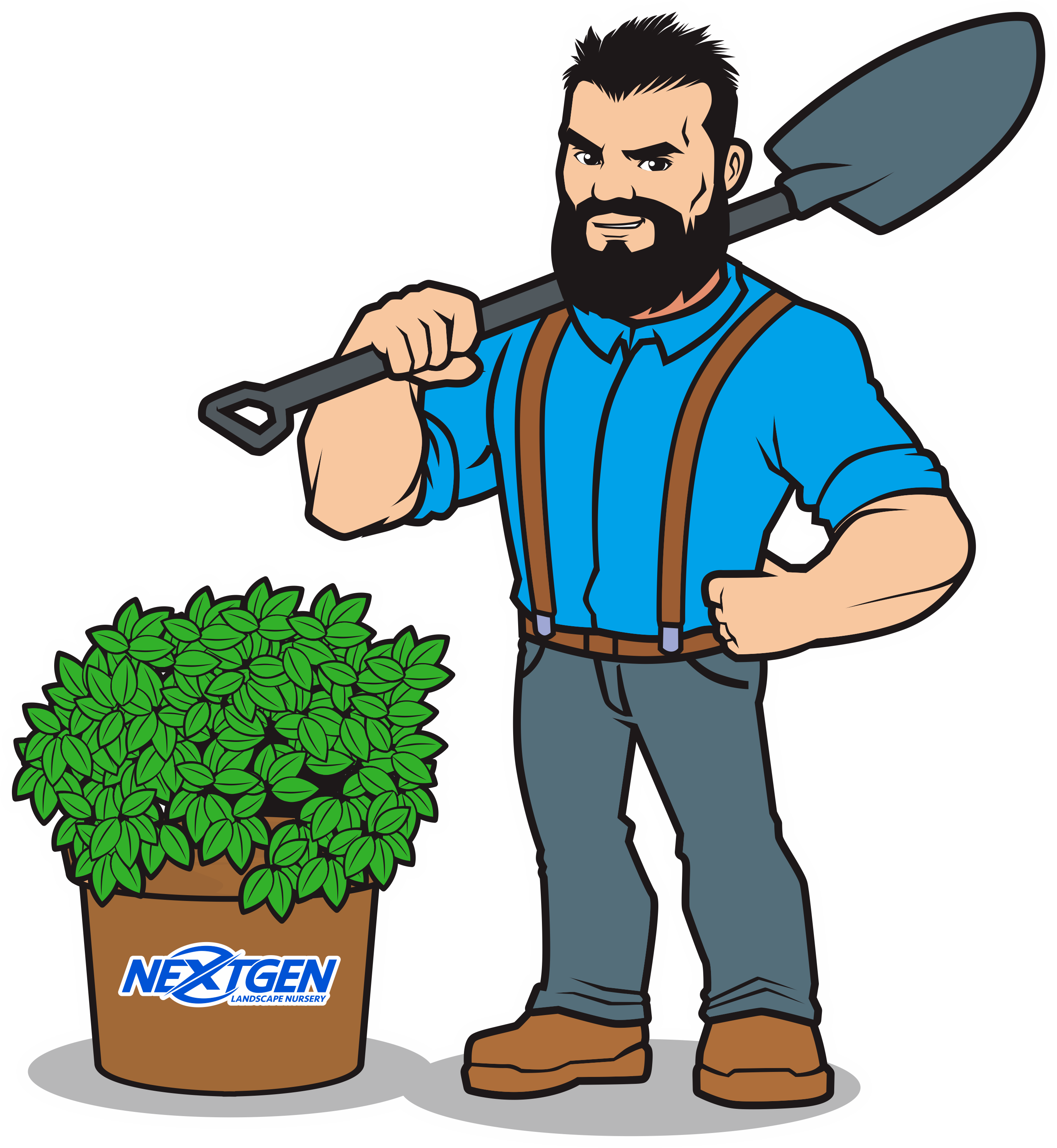 Landscaping T-Shirt with Shovel and Shrub